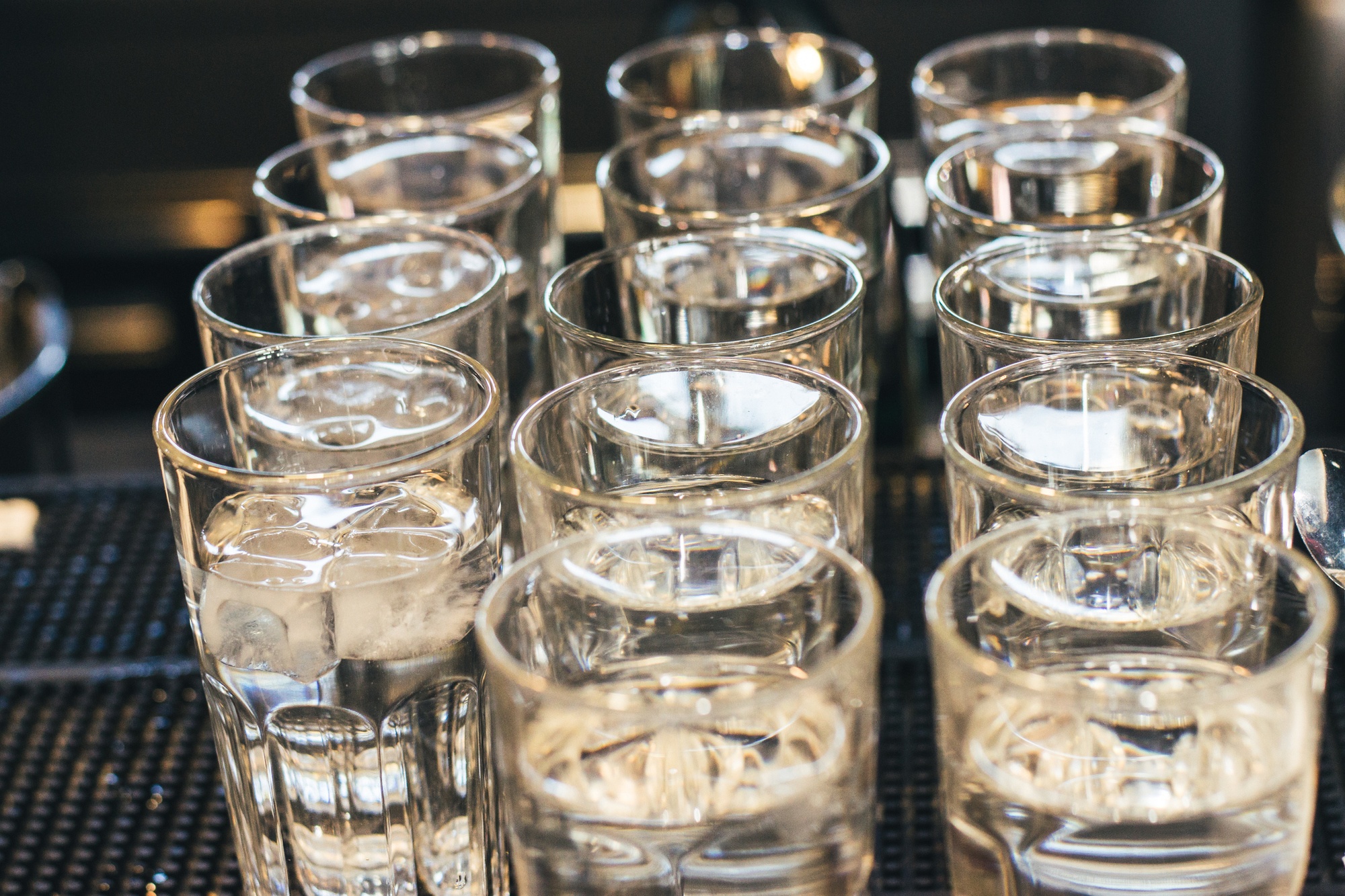 glasses with water stock photo