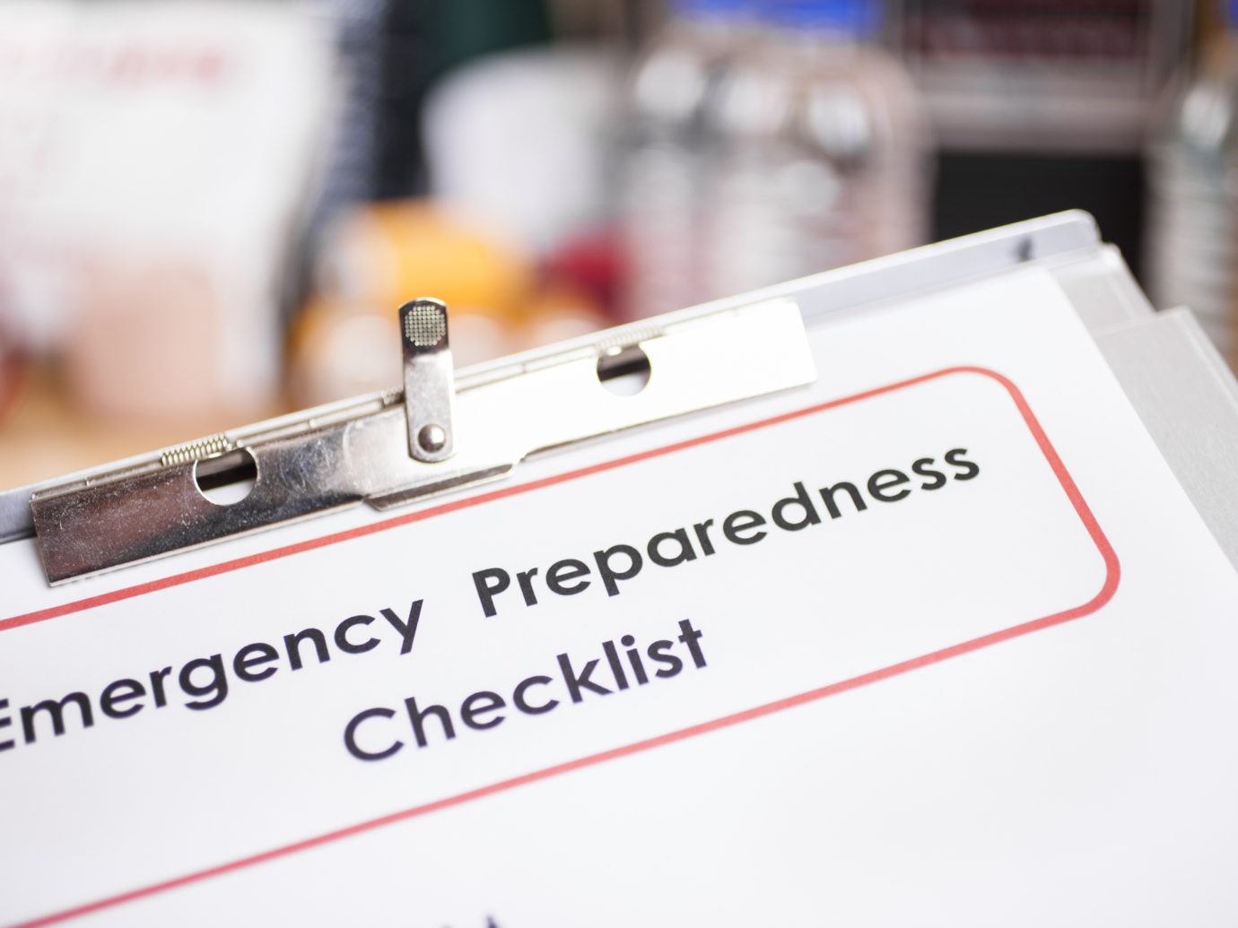 Emergency preparedness checklist and natural disaster supplies